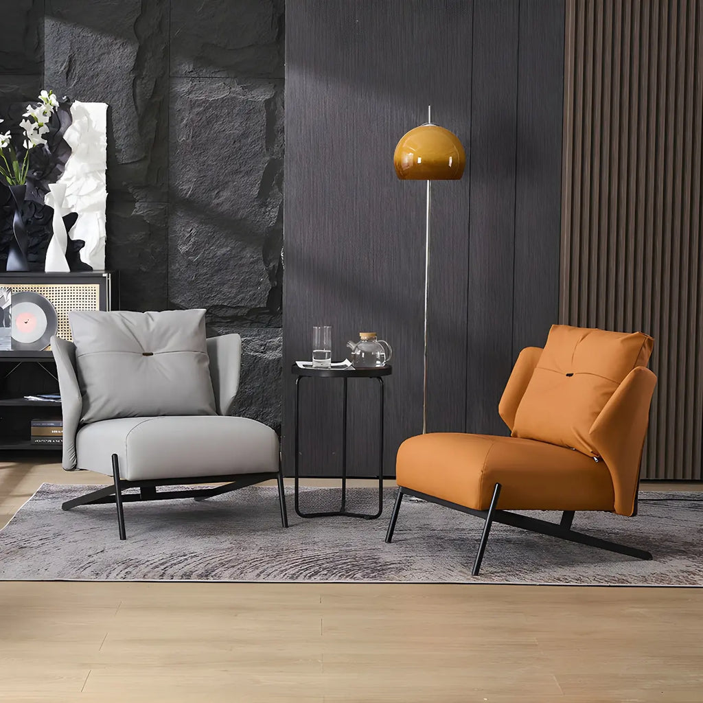 Fauteuil d'appoint moderne en cuir résistant aux chats, à dossier haut