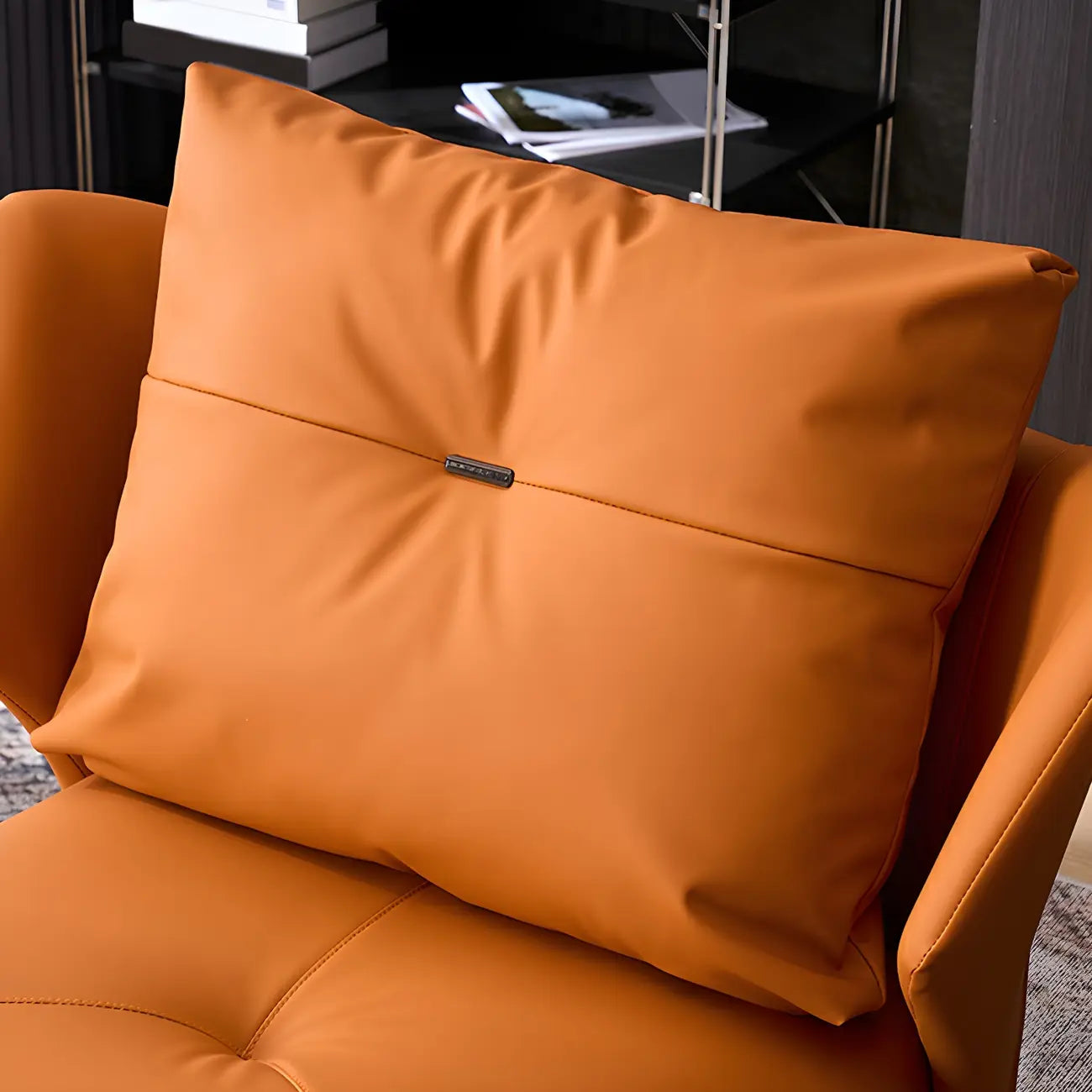 Fauteuil d'appoint moderne en cuir résistant aux chats, à dossier haut