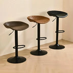 Tabouret de bar pivotant et réglable en cuir noir moderne