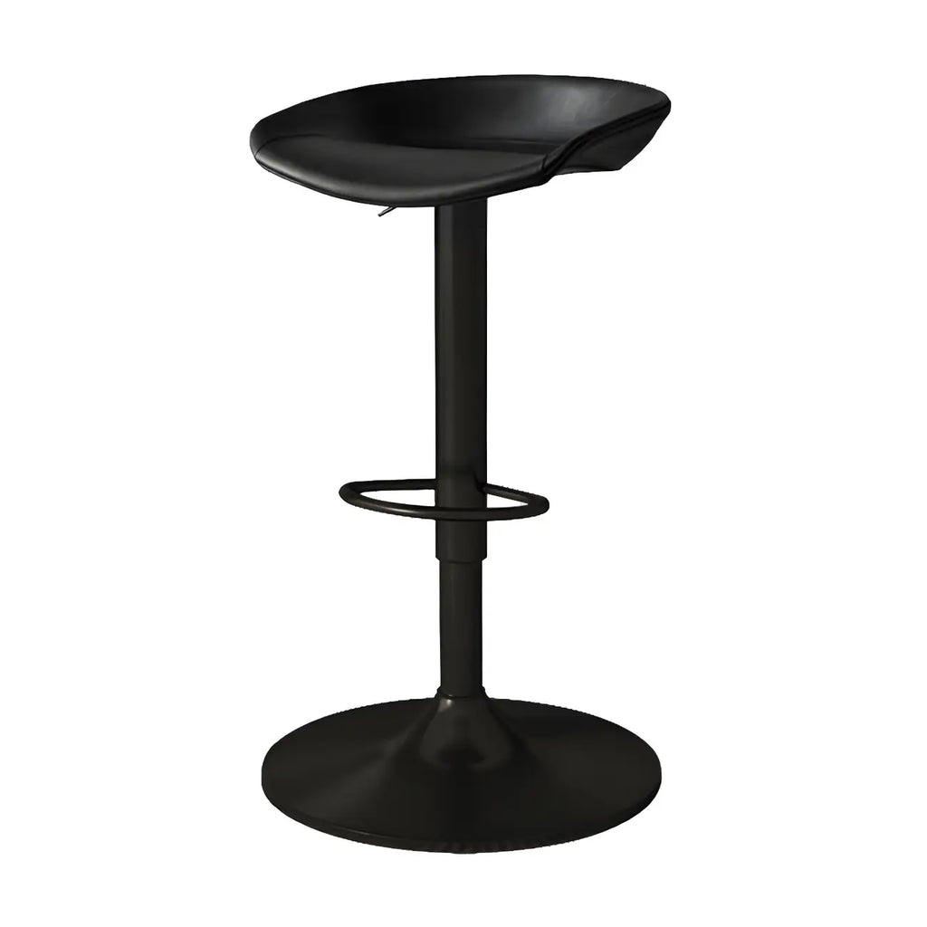 Tabouret de bar pivotant et réglable en cuir noir moderne