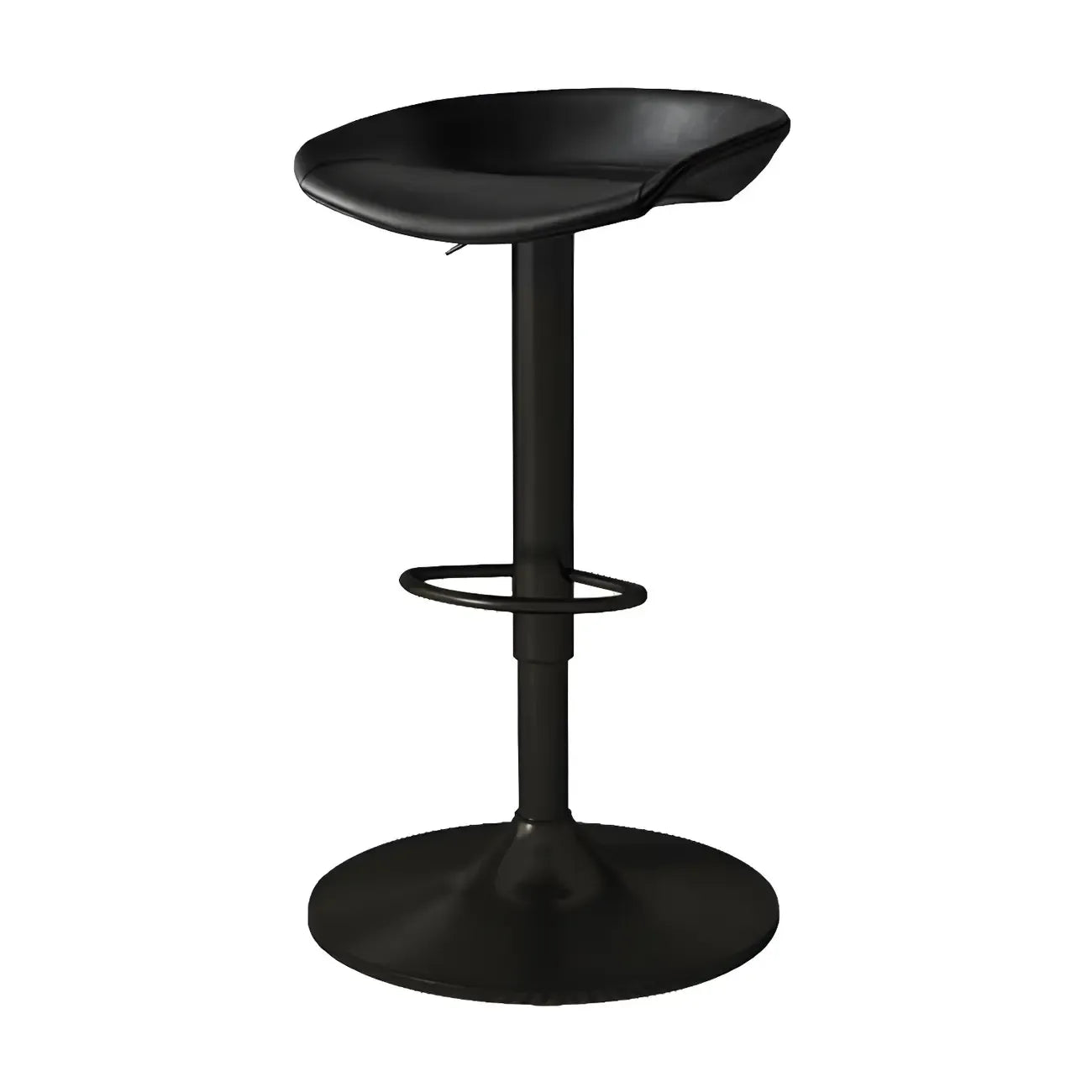 Tabouret de bar pivotant et réglable en cuir noir moderne