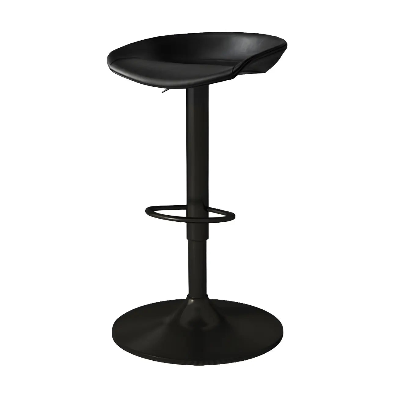 Tabouret de bar pivotant et réglable en cuir noir moderne