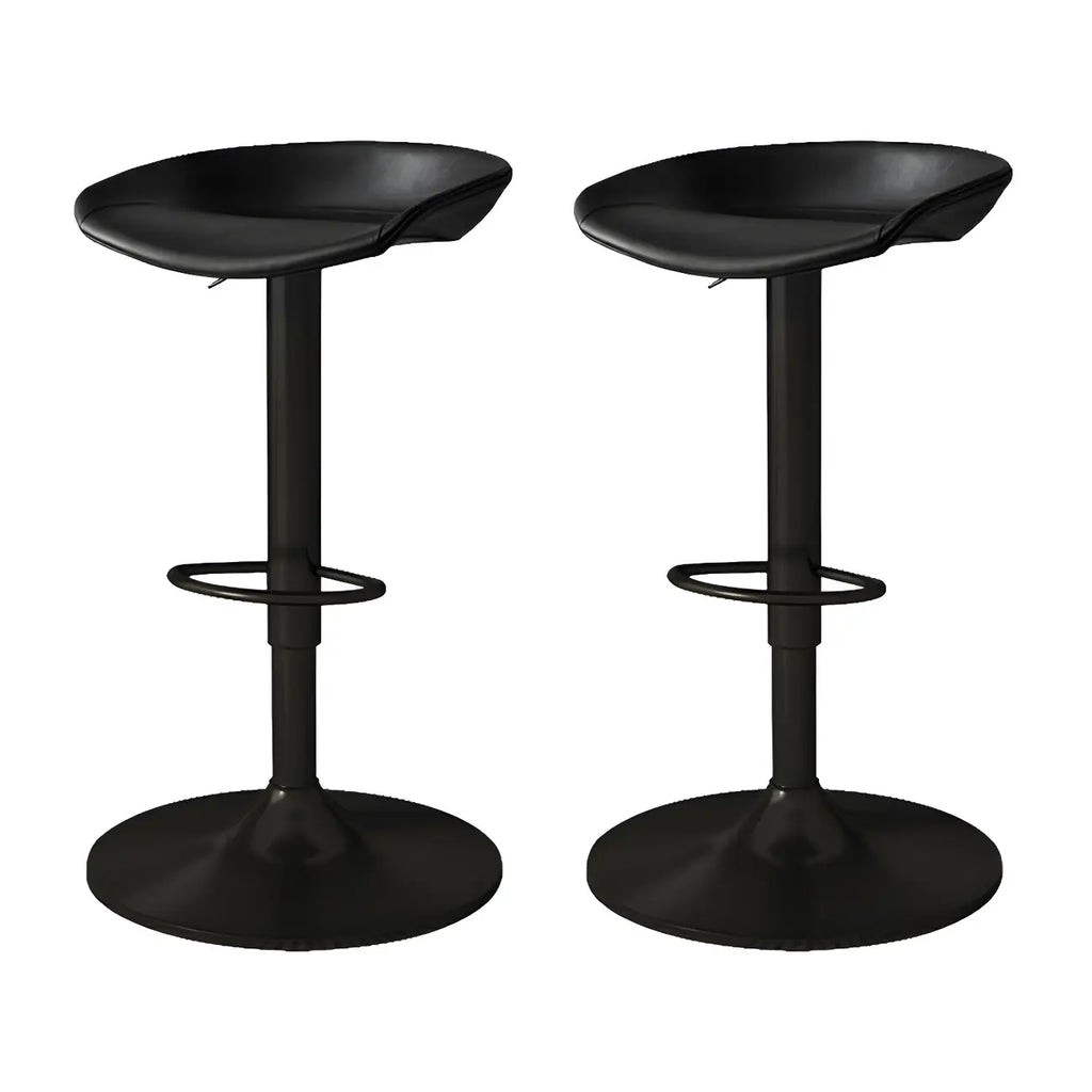 Tabouret de bar pivotant et réglable en cuir noir moderne