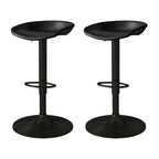Tabouret de bar pivotant et réglable en cuir noir moderne
