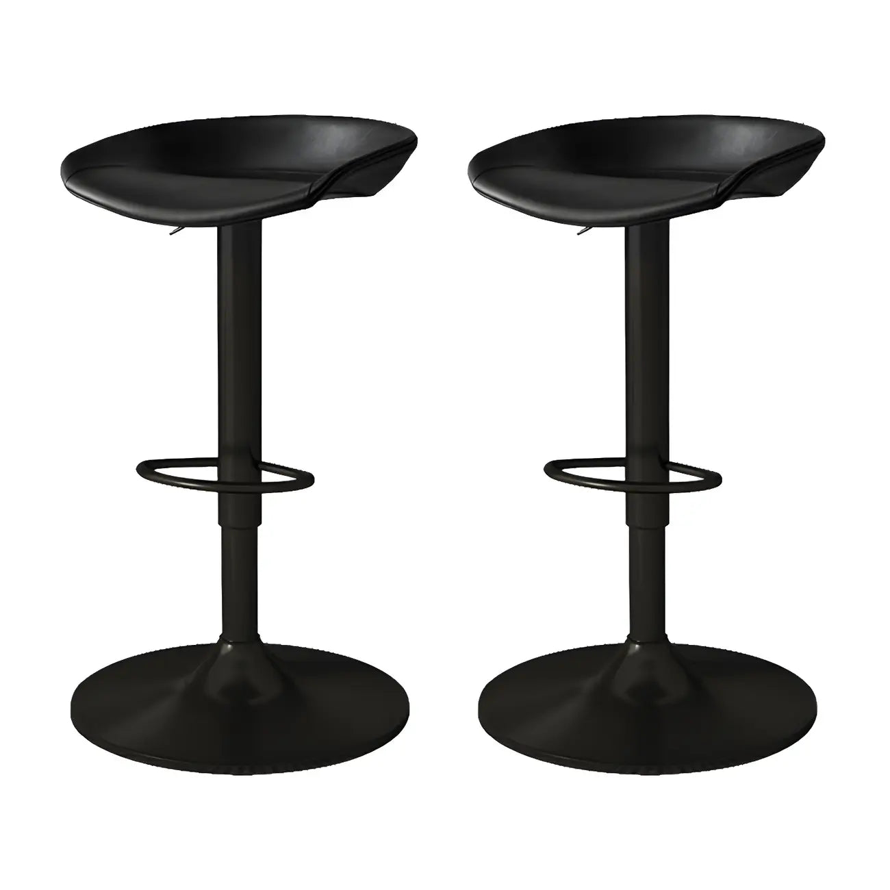 Tabouret de bar pivotant et réglable en cuir noir moderne