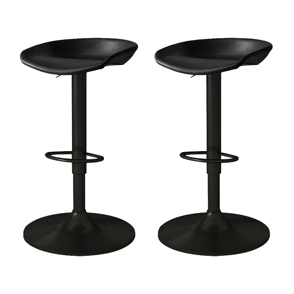 Tabouret de bar pivotant et réglable en cuir noir moderne