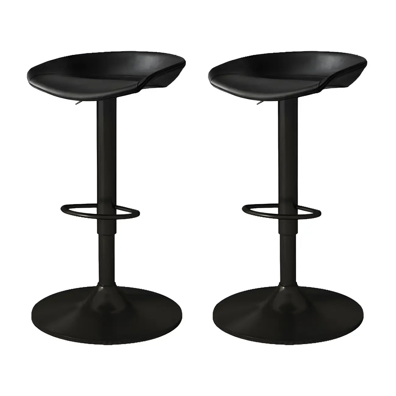 Tabouret de bar pivotant et réglable en cuir noir moderne