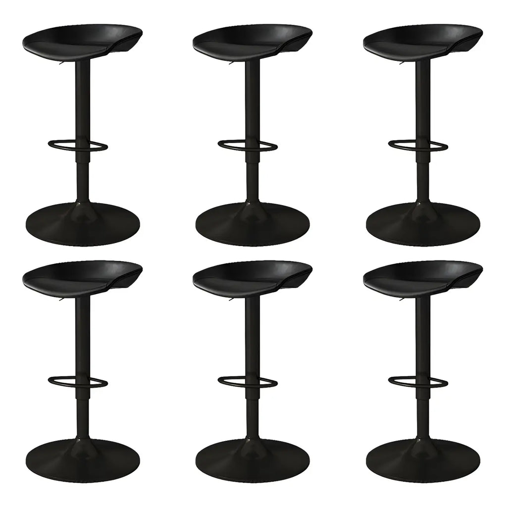 Tabouret de bar pivotant et réglable en cuir noir moderne