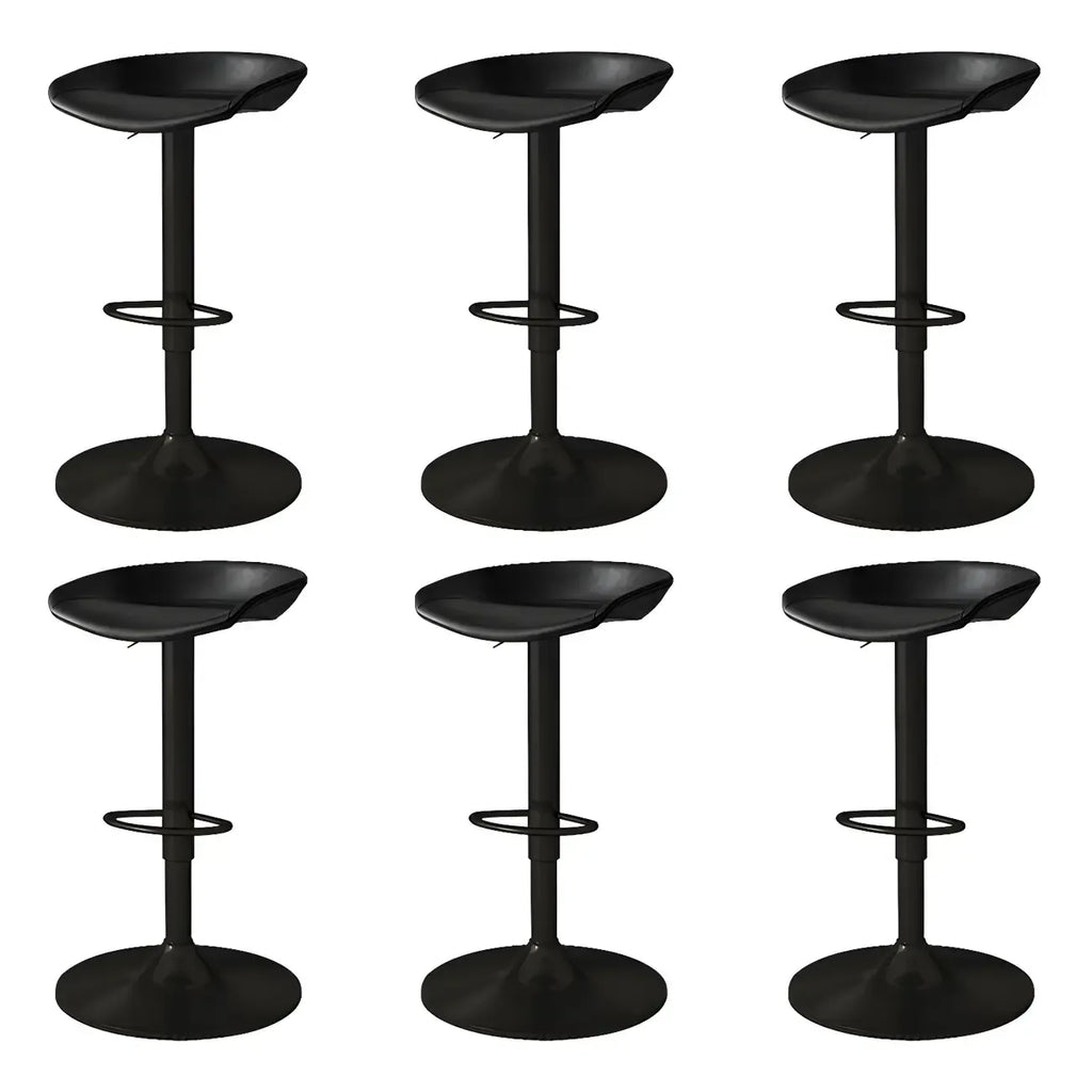 Tabouret de bar pivotant et réglable en cuir noir moderne