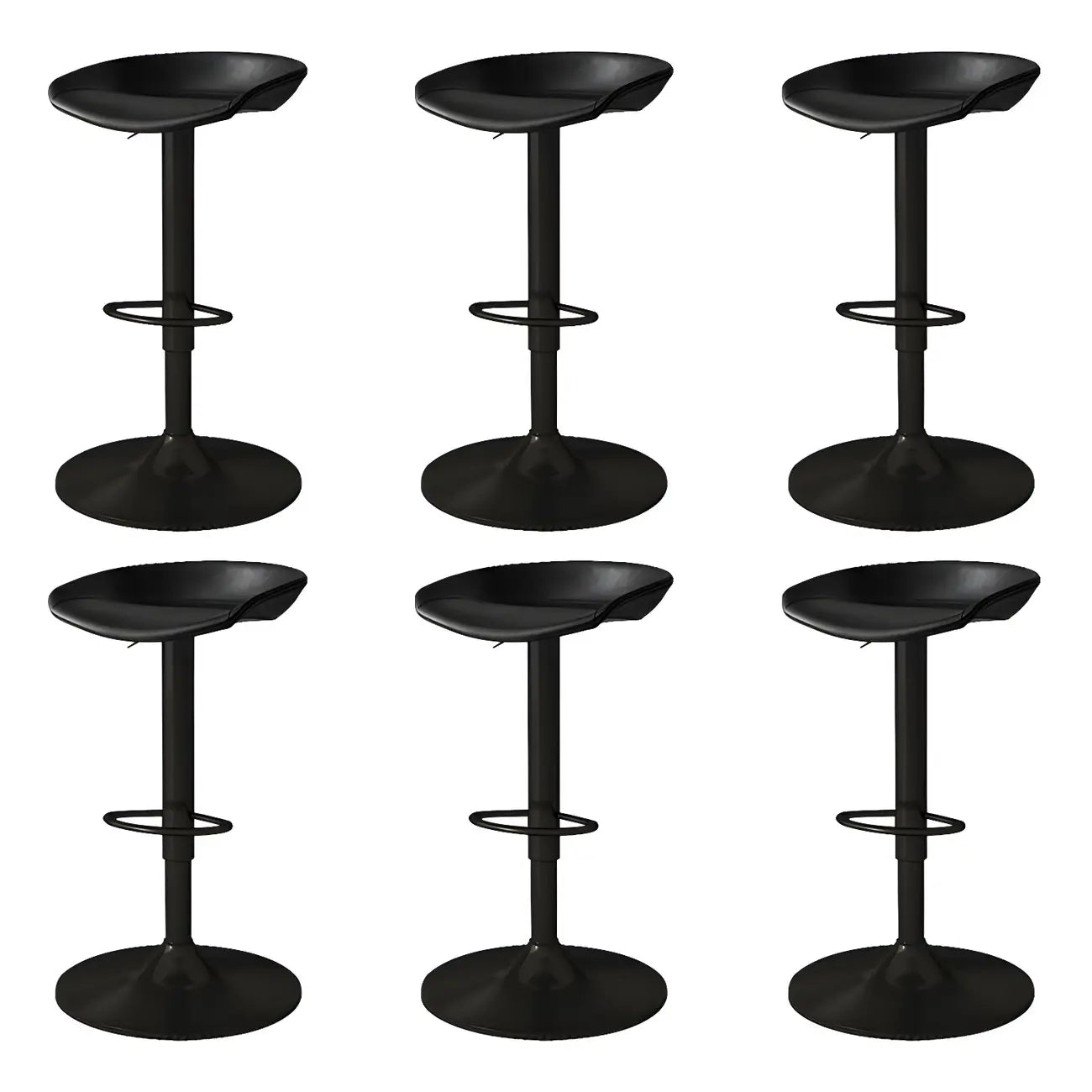 Tabouret de bar pivotant et réglable en cuir noir moderne