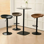 Tabouret de bar pivotant et réglable en cuir noir moderne