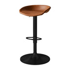 Tabouret de bar pivotant et réglable en cuir noir moderne