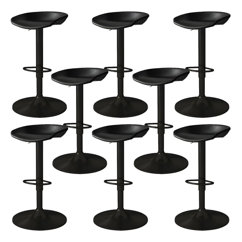 Tabouret de bar pivotant et réglable en cuir noir moderne