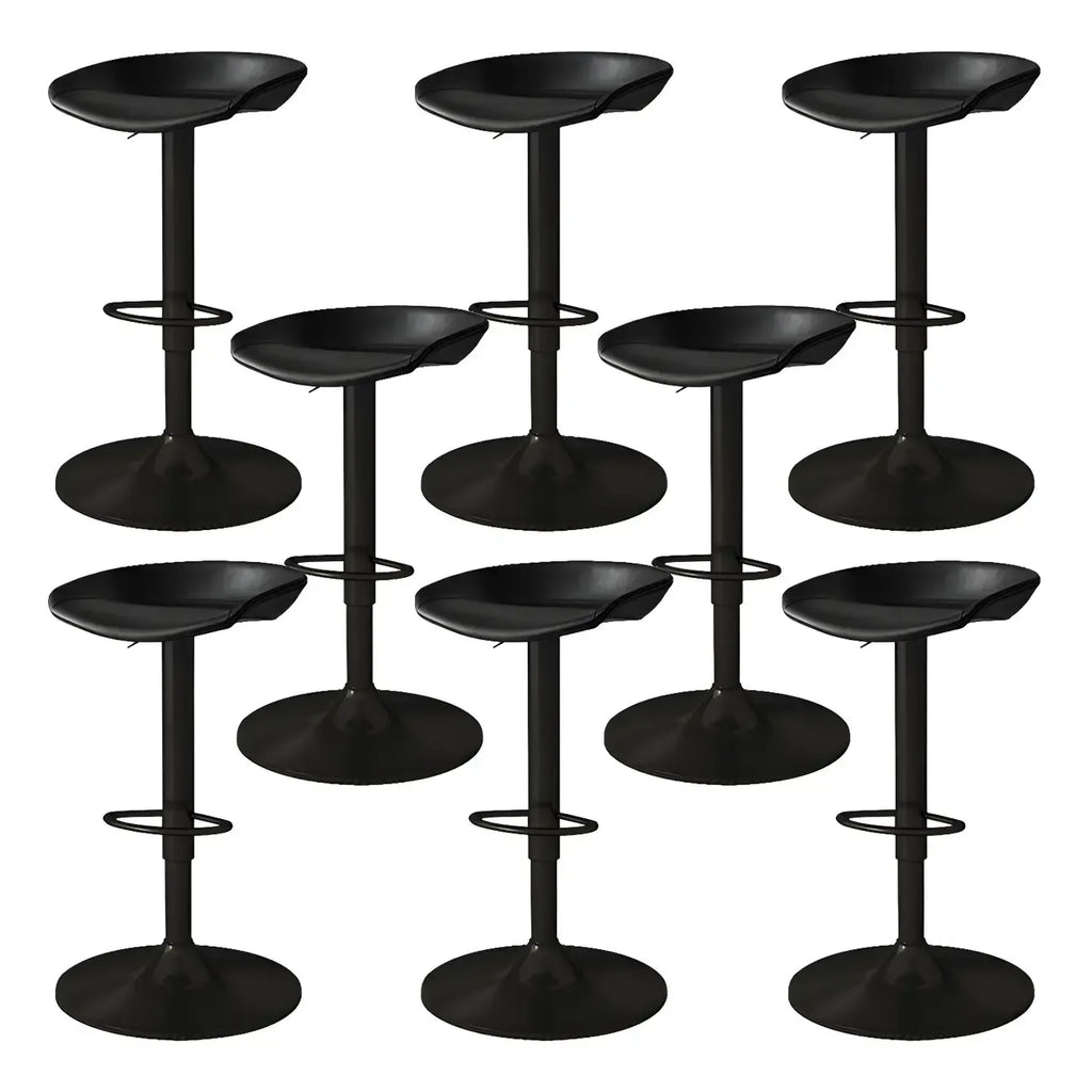 Tabouret de bar pivotant et réglable en cuir noir moderne