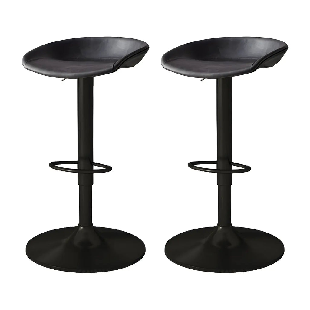 Tabouret de bar pivotant et réglable en cuir noir moderne