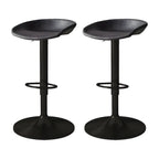Tabouret de bar pivotant et réglable en cuir noir moderne
