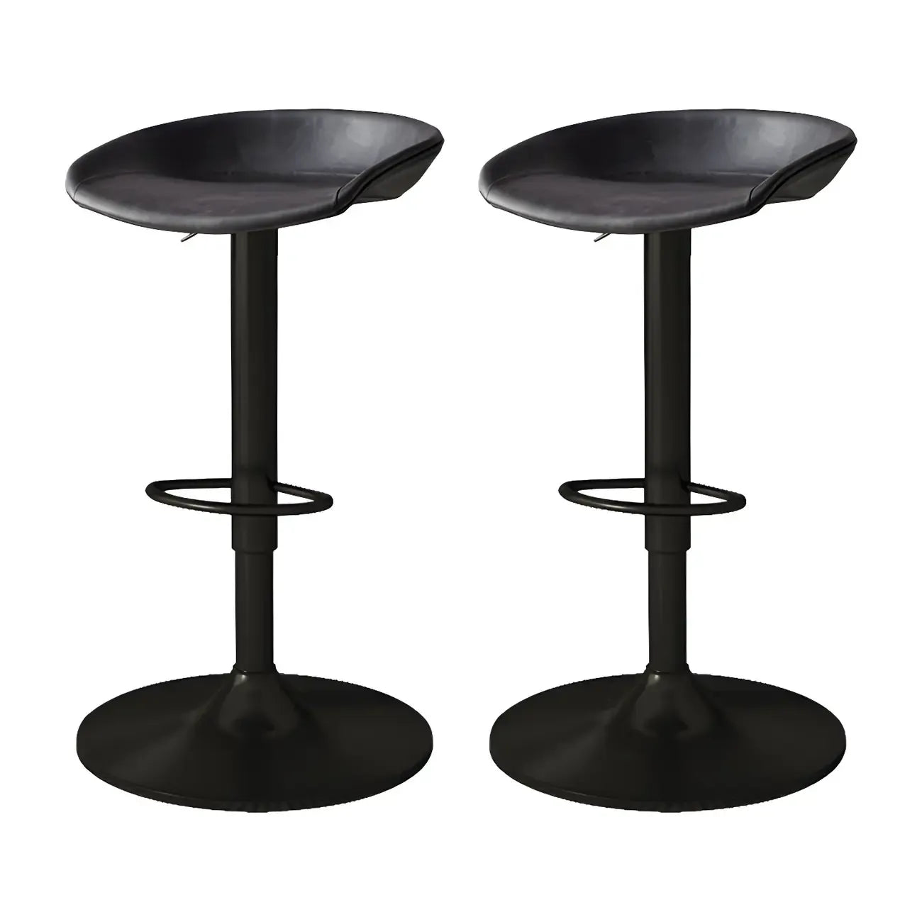 Tabouret de bar pivotant et réglable en cuir noir moderne