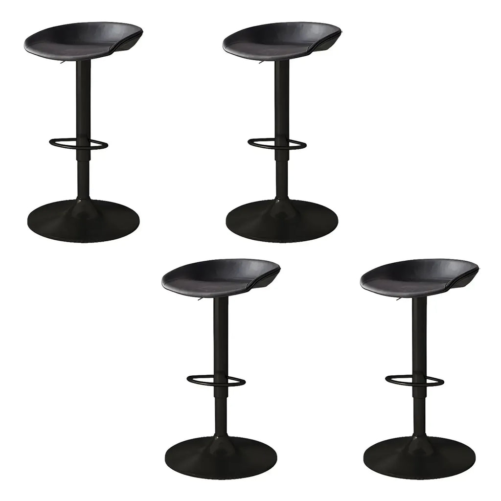 Tabouret de bar pivotant et réglable en cuir noir moderne