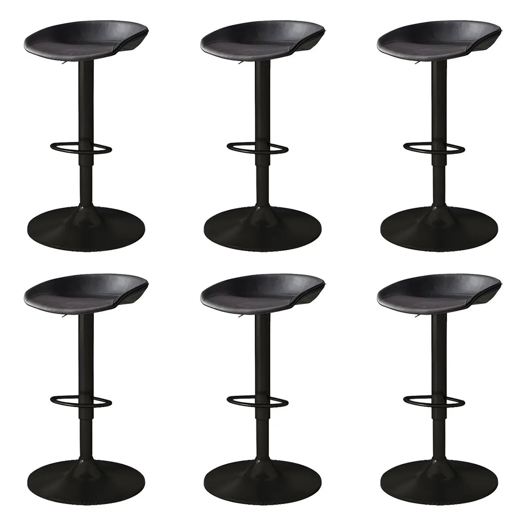 Tabouret de bar pivotant et réglable en cuir noir moderne