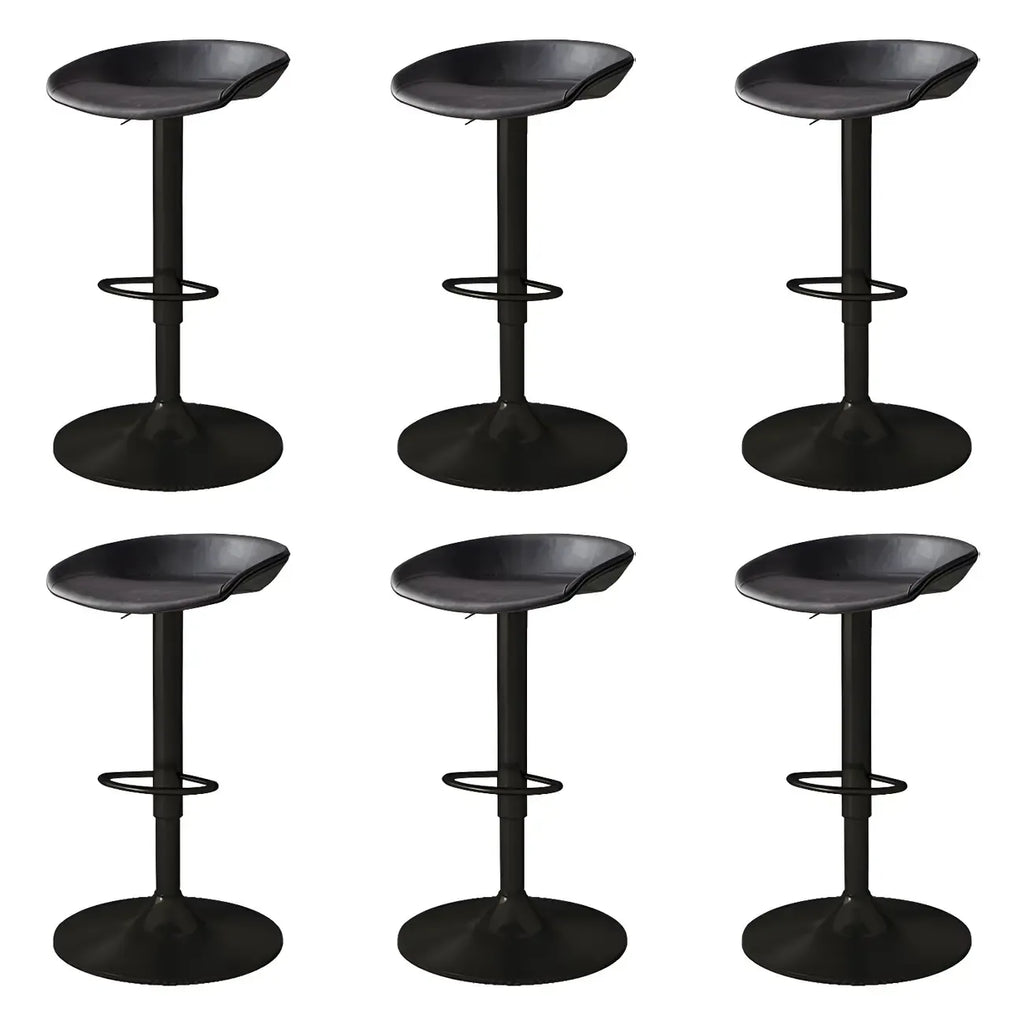 Tabouret de bar pivotant et réglable en cuir noir moderne