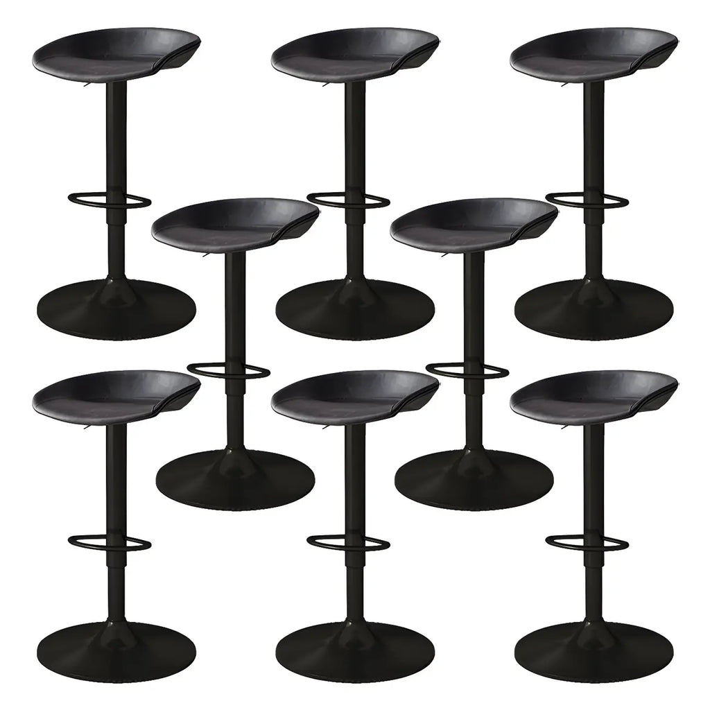 Tabouret de bar pivotant et réglable en cuir noir moderne