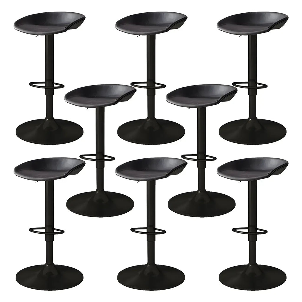 Tabouret de bar pivotant et réglable en cuir noir moderne