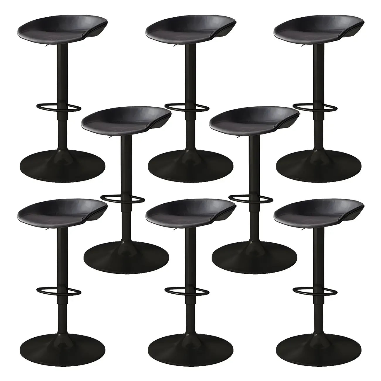 Tabouret de bar pivotant et réglable en cuir noir moderne