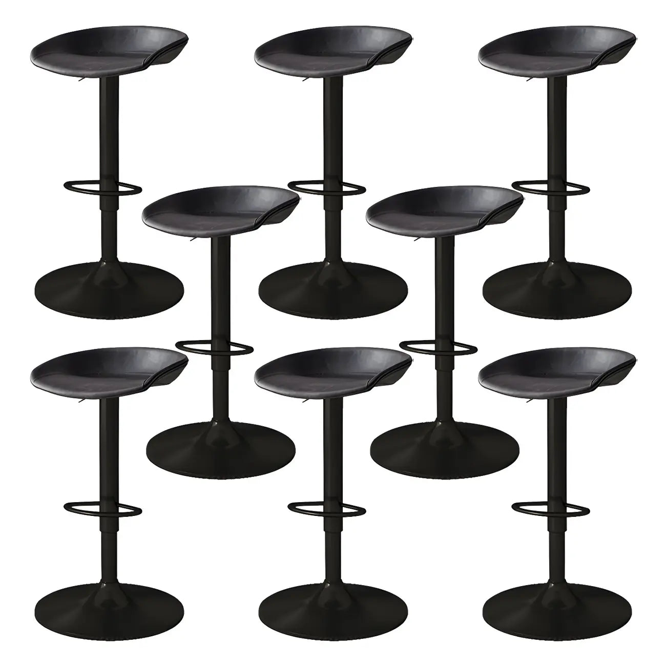 Tabouret de bar pivotant et réglable en cuir noir moderne