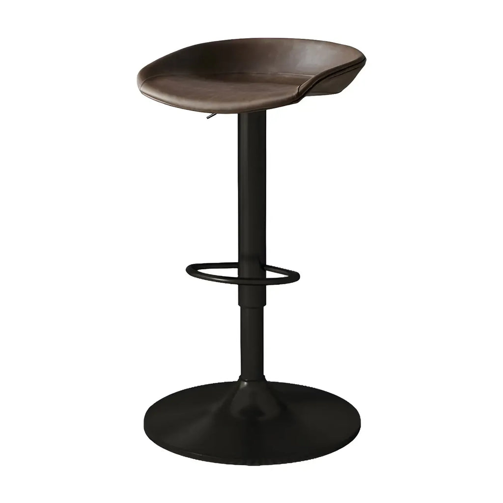 Tabouret de bar pivotant et réglable en cuir noir moderne