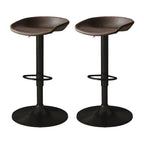 Tabouret de bar pivotant et réglable en cuir noir moderne