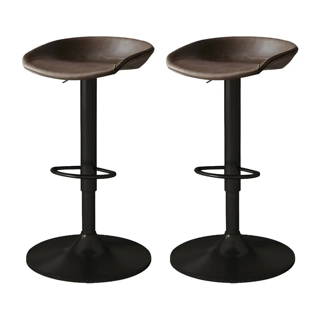 Tabouret de bar pivotant et réglable en cuir noir moderne