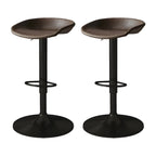 Tabouret de bar pivotant et réglable en cuir noir moderne