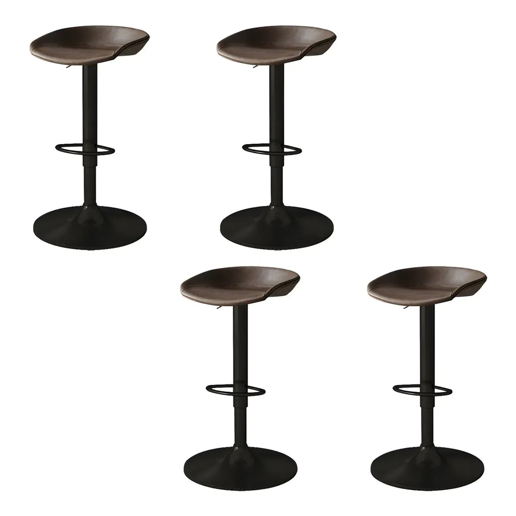 Tabouret de bar pivotant et réglable en cuir noir moderne