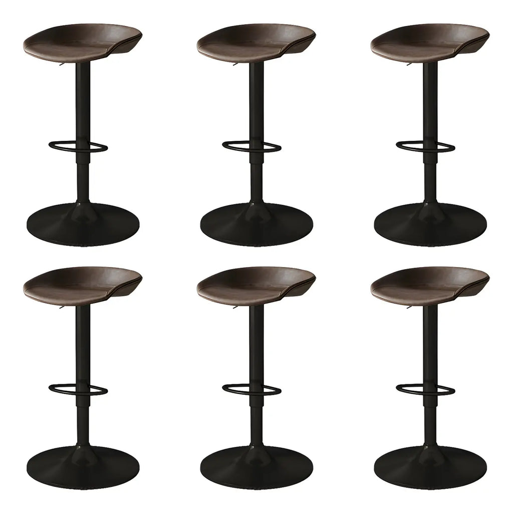 Tabouret de bar pivotant et réglable en cuir noir moderne