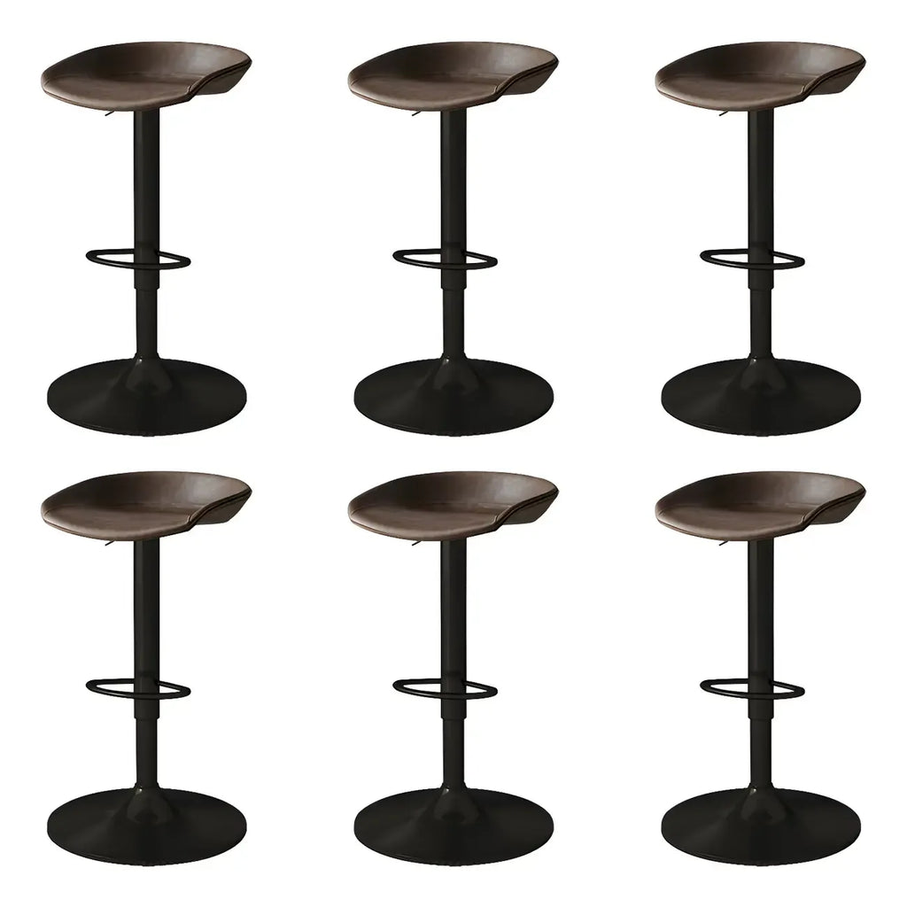 Tabouret de bar pivotant et réglable en cuir noir moderne