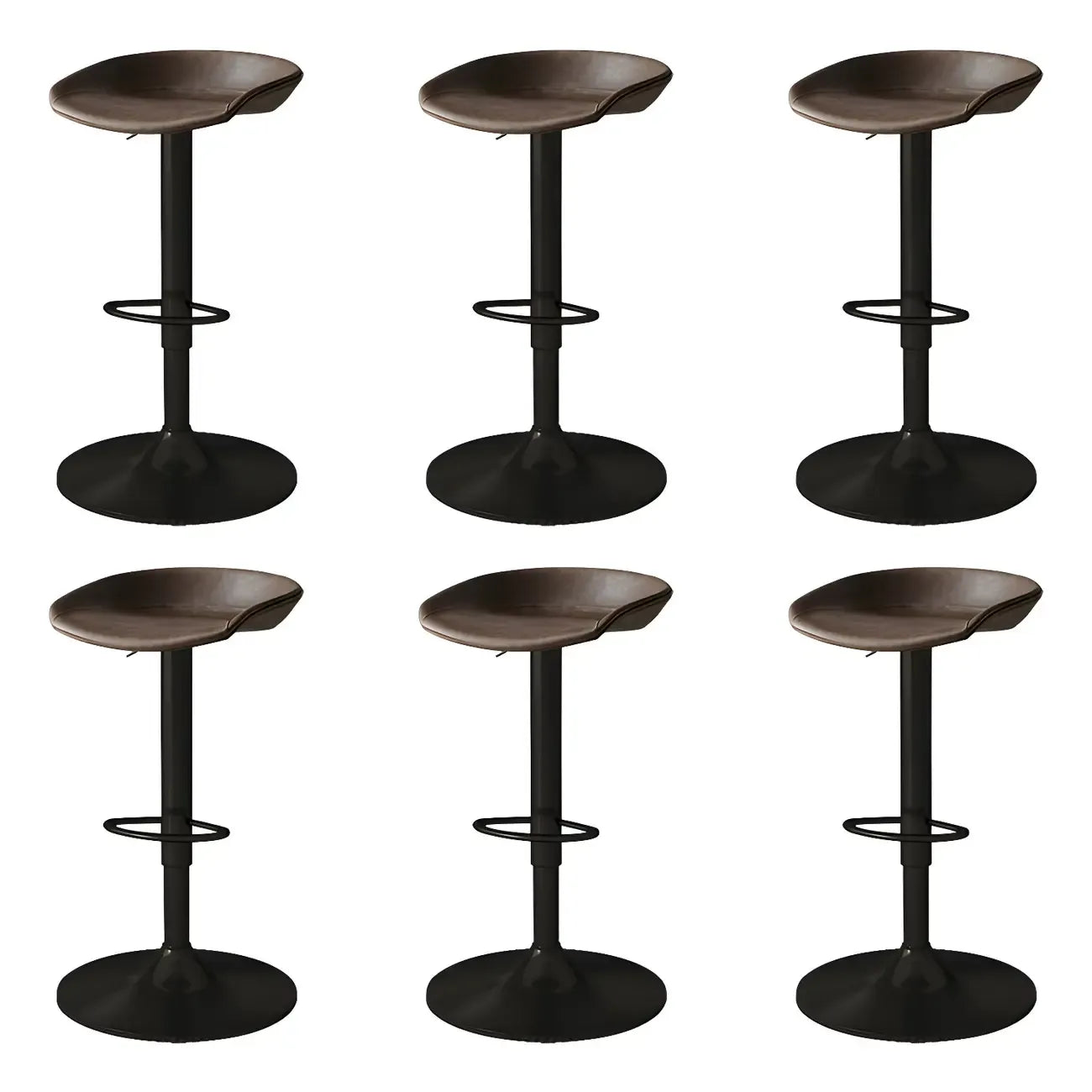 Tabouret de bar pivotant et réglable en cuir noir moderne