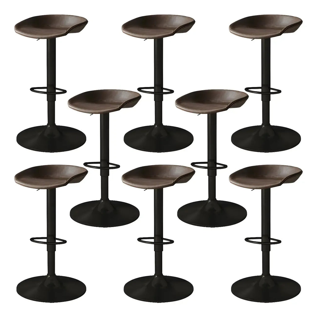 Tabouret de bar pivotant et réglable en cuir noir moderne