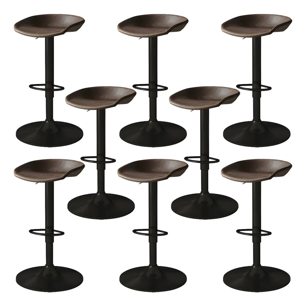 Tabouret de bar pivotant et réglable en cuir noir moderne