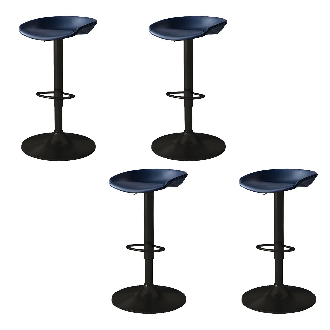 Tabouret de bar pivotant et réglable en cuir noir moderne