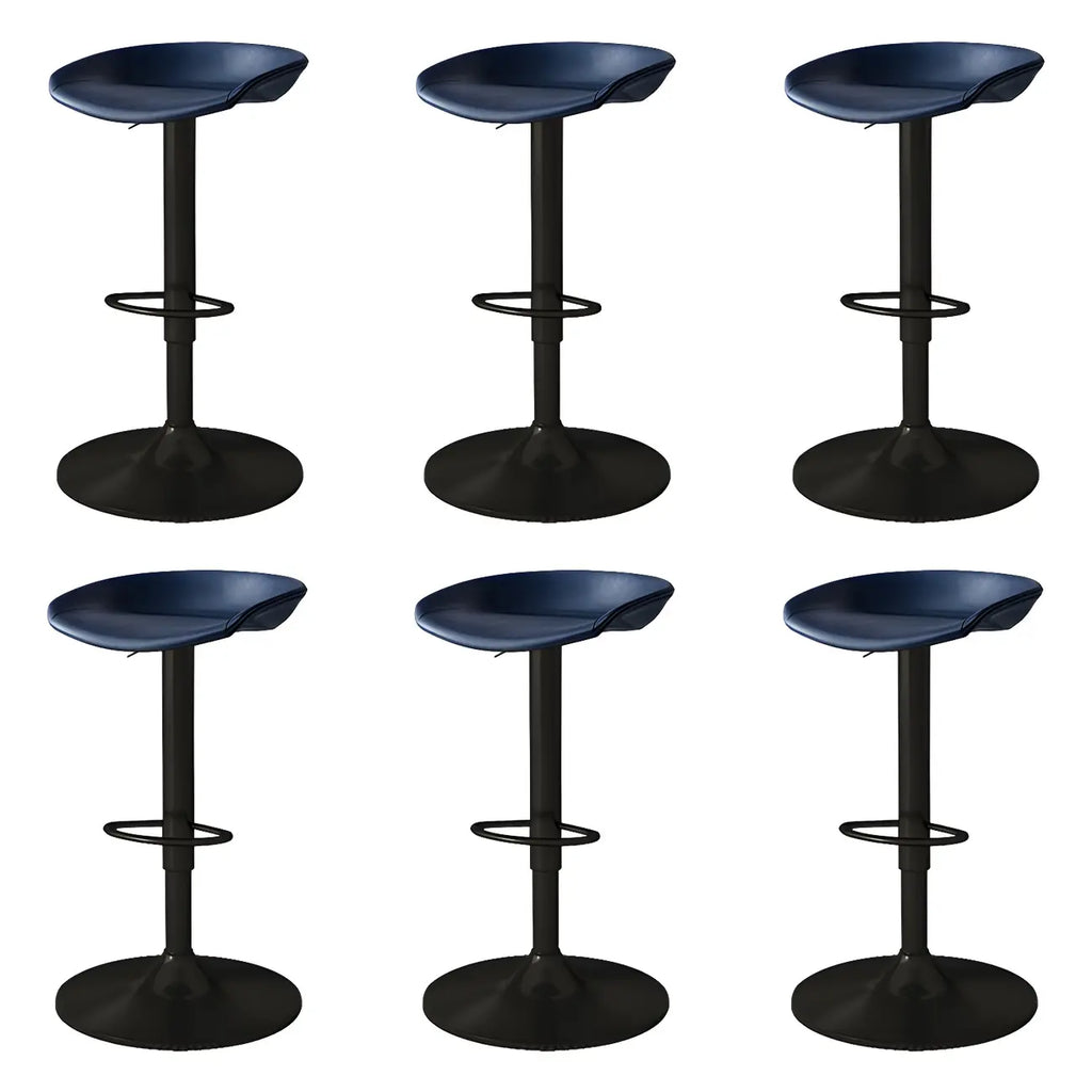 Tabouret de bar pivotant et réglable en cuir noir moderne