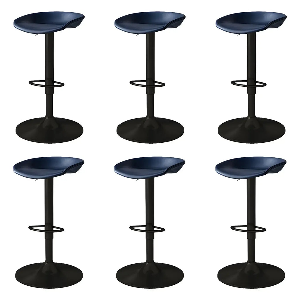 Tabouret de bar pivotant et réglable en cuir noir moderne