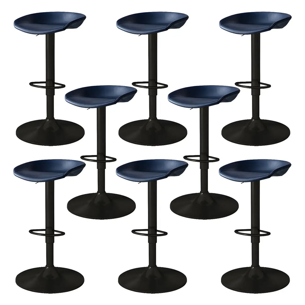 Tabouret de bar pivotant et réglable en cuir noir moderne