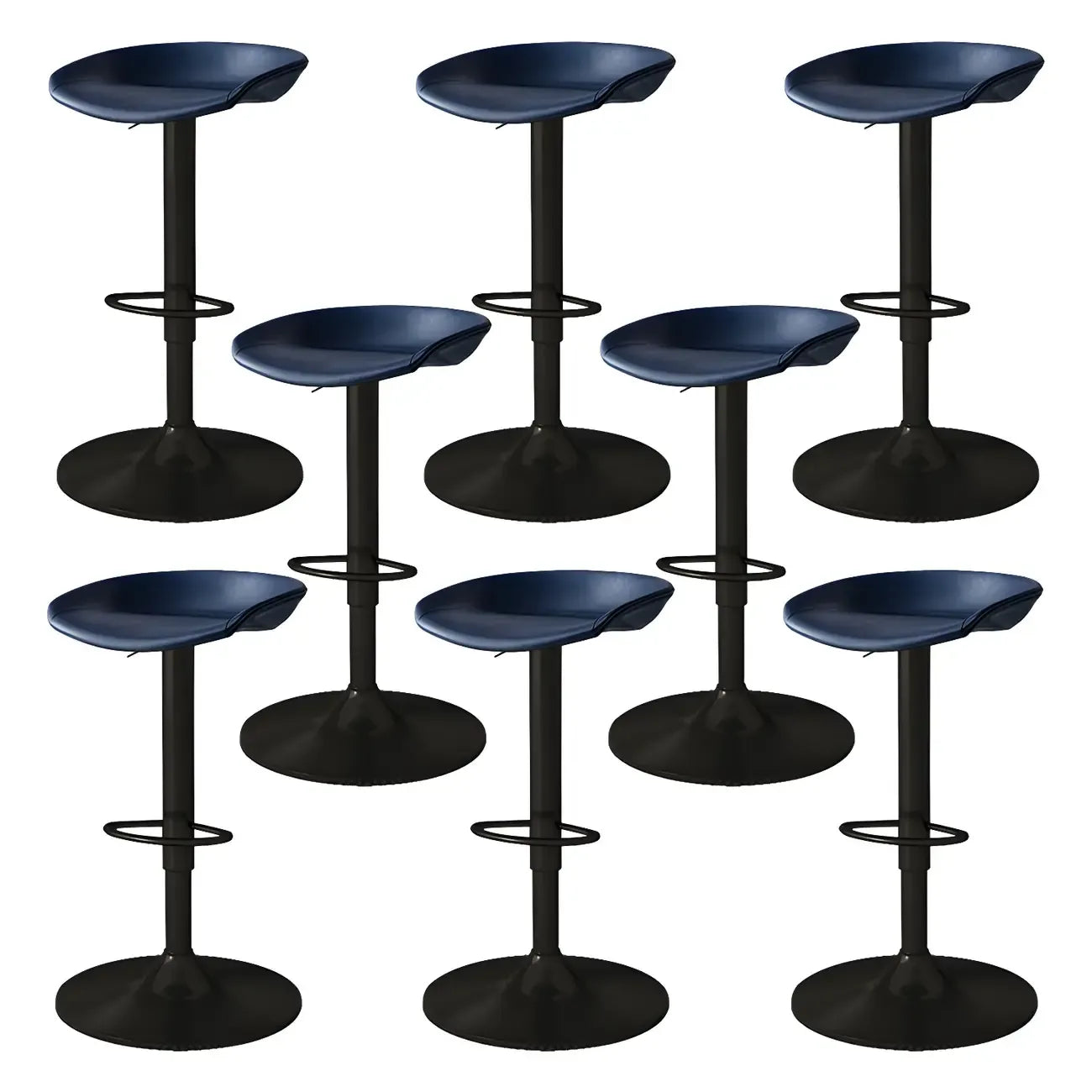 Tabouret de bar pivotant et réglable en cuir noir moderne