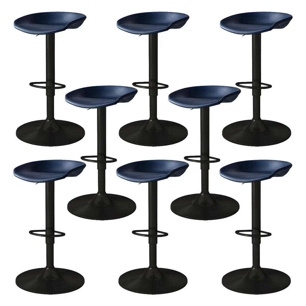 Tabouret de bar pivotant et réglable en cuir noir moderne