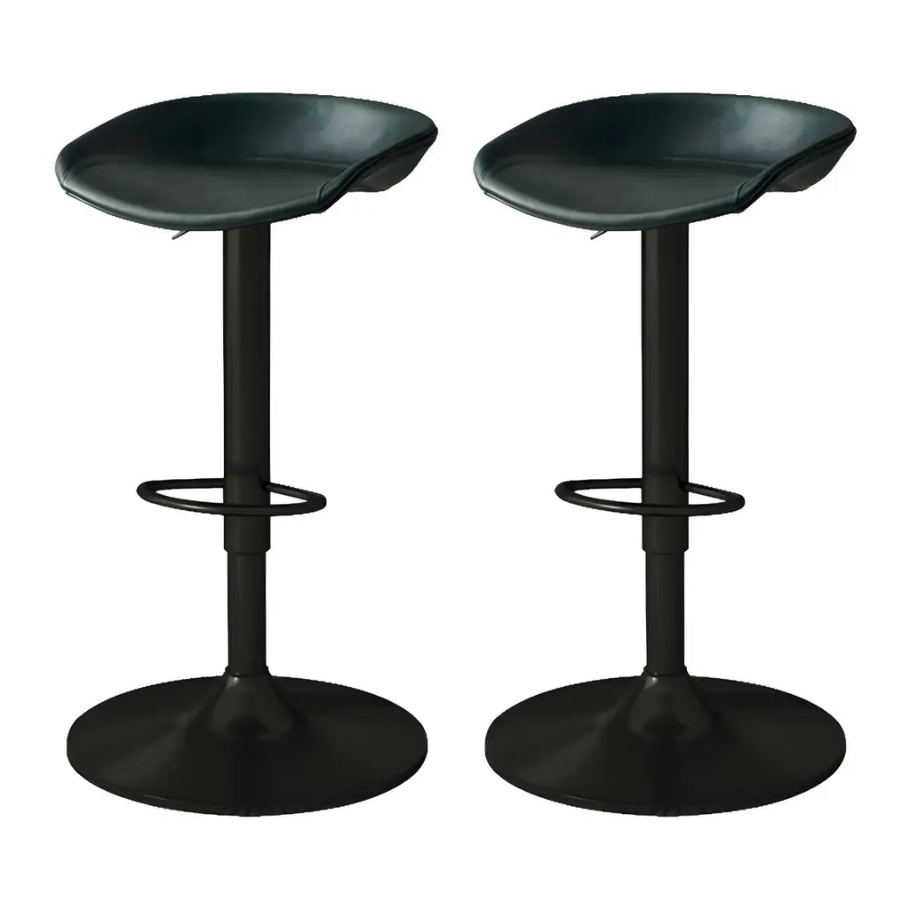 Tabouret de bar pivotant et réglable en cuir noir moderne