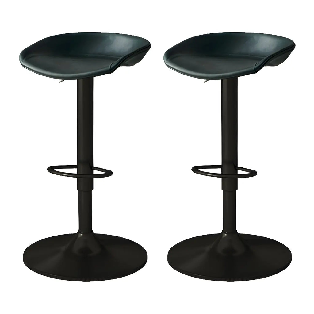 Tabouret de bar pivotant et réglable en cuir noir moderne