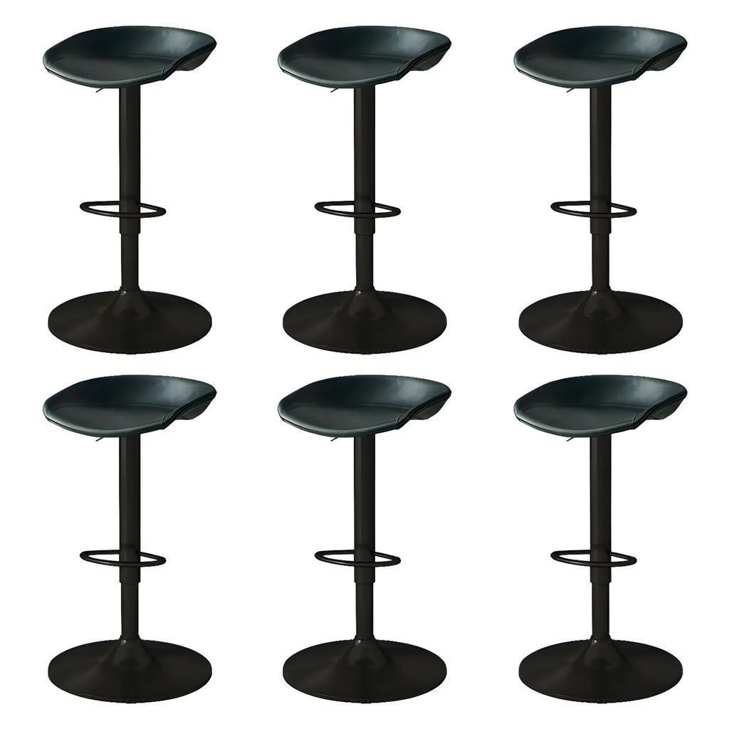 Tabouret de bar pivotant et réglable en cuir noir moderne