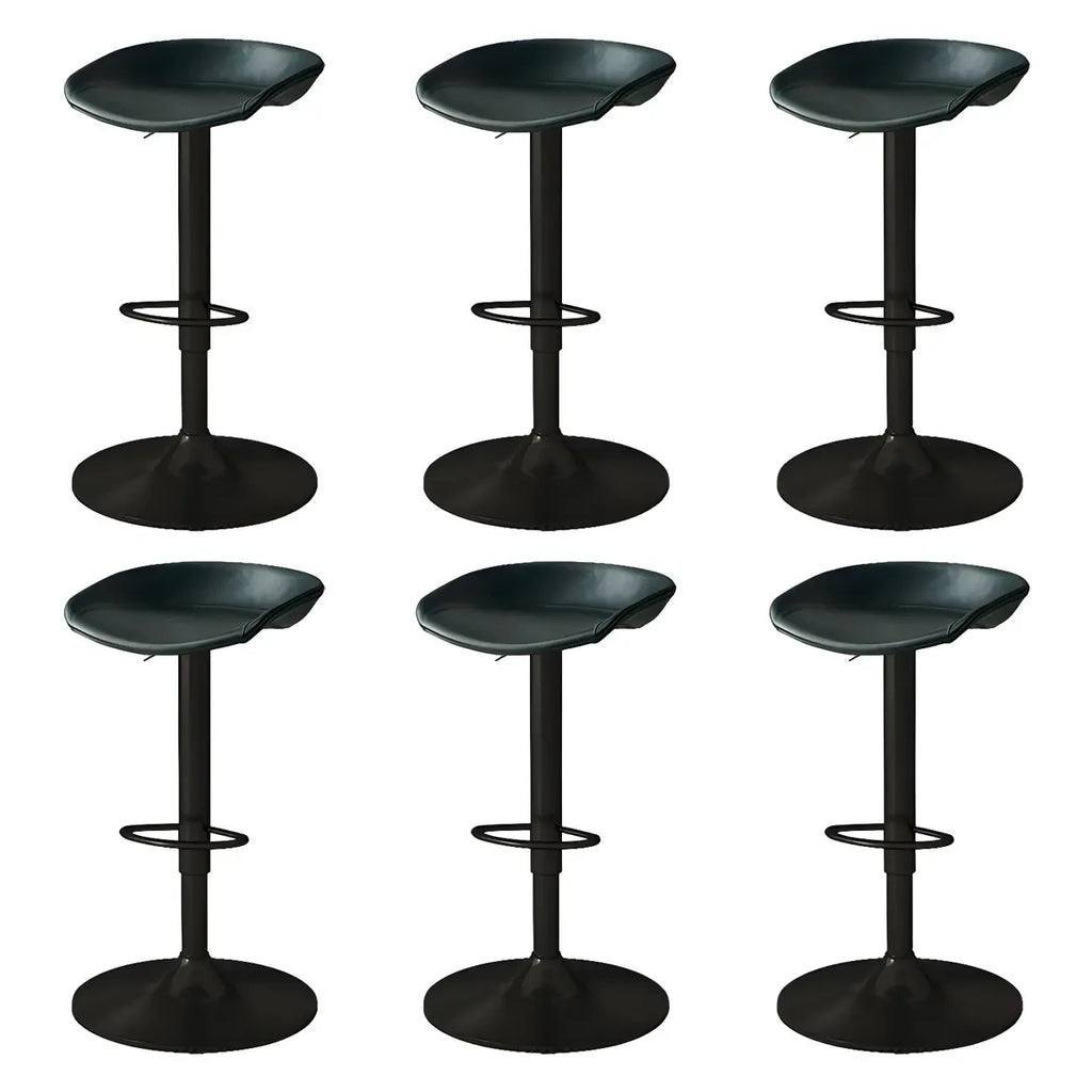 Tabouret de bar pivotant et réglable en cuir noir moderne