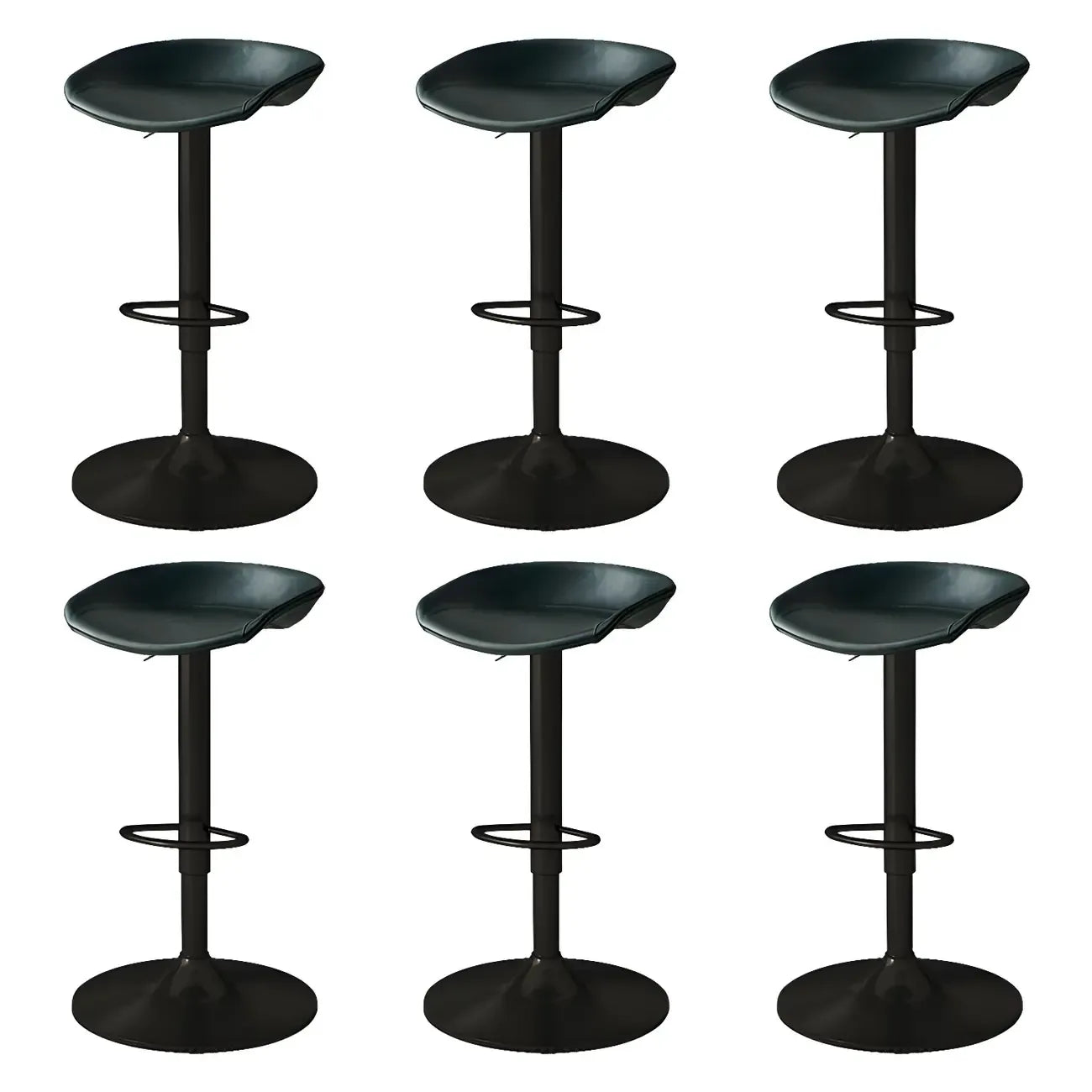 Tabouret de bar pivotant et réglable en cuir noir moderne