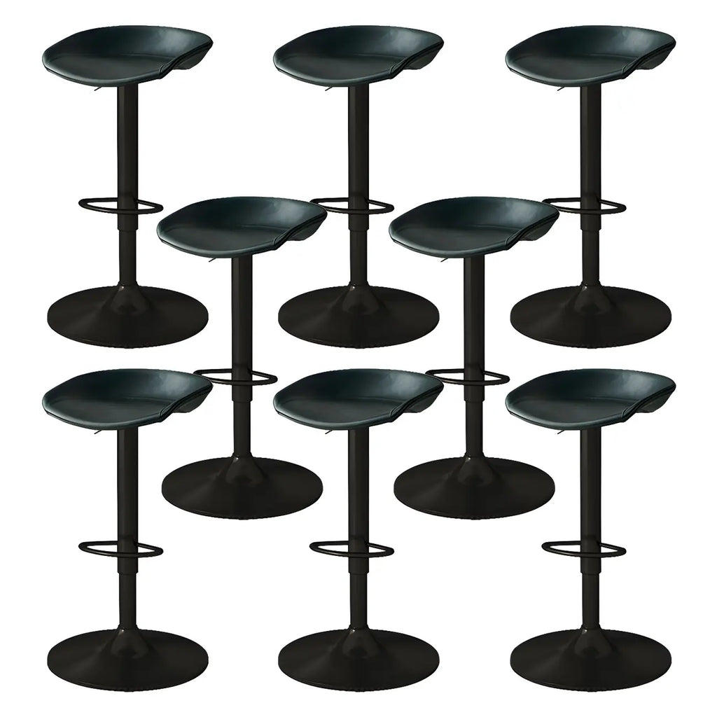 Tabouret de bar pivotant et réglable en cuir noir moderne